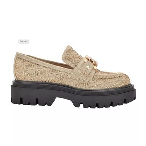 Guess Keate Logo Print Chain Detail Lug Sole Platform Loafers